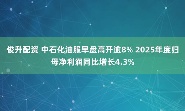 俊升配资 中石化油服早盘高开逾8% 2025年度归母净利润同比增长4.3%