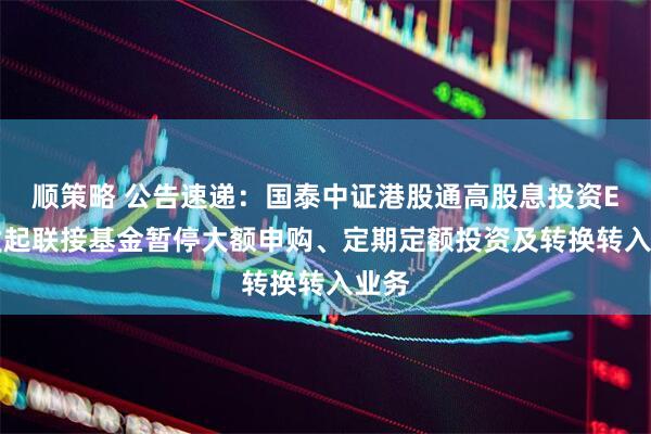 顺策略 公告速递：国泰中证港股通高股息投资ETF发起联接基金暂停大额申购、定期定额投资及转换转入业务